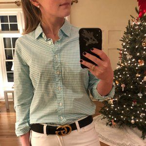 J. Crew Turquoise Gingham Button Down